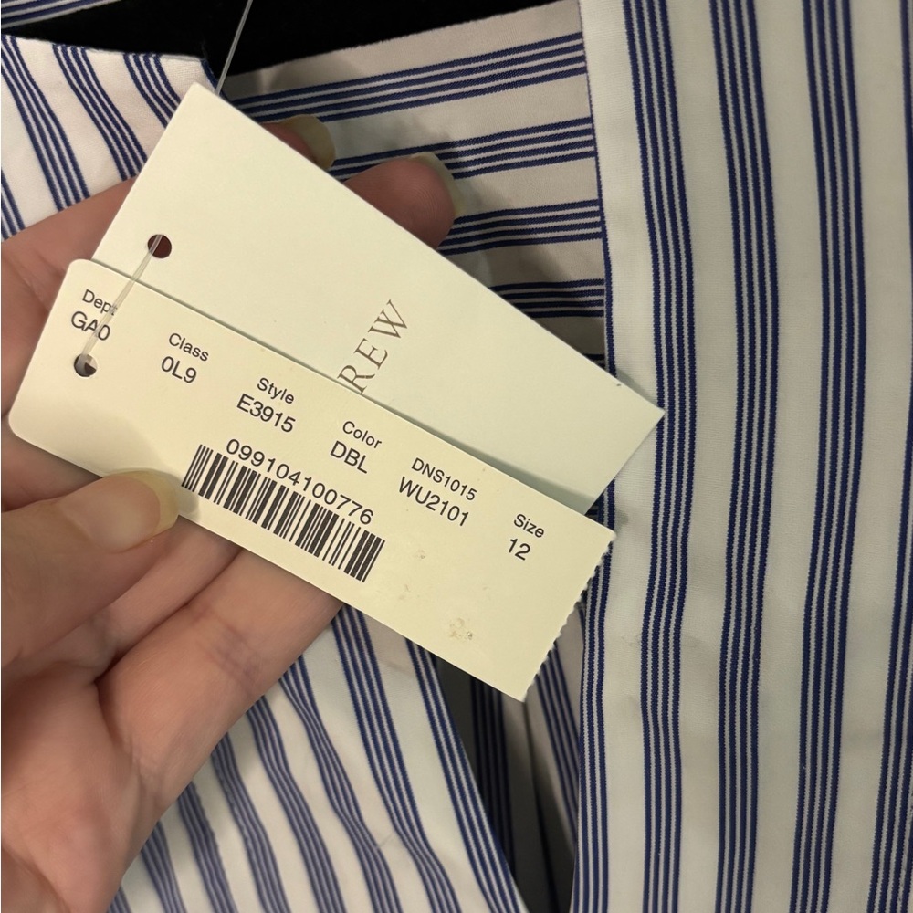 NWT! J. Crew Black Label Blue & White Striped Notch-Neck Tunic Shirt - Picture 4 of 8